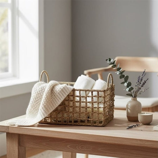 CESTO RECT. C/ASAS 33x23xh17/23CM SEAGRASS NATURAL