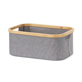 ORGANIZADOR BORDE MADERA 38X26X16CM EXT TELA GRIS
