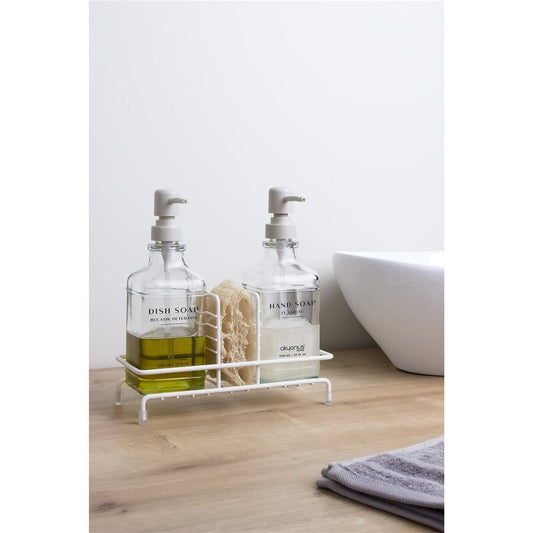 DISPENSADOR DOBLE DE JABON 21.7X9.7XH24CM BLANCO