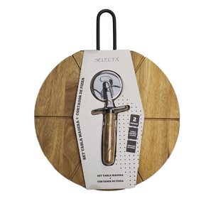 SET TABLA MADERA + CORTADOR PIZZA D31x1.5CM
