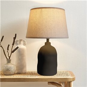 LAMPARA MESA CERAMICA D25x37CM TEXT. BLANCO/NEGRO