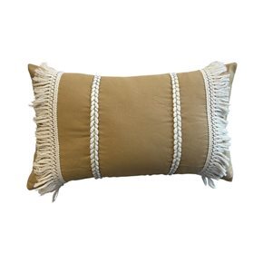 ALMOHADON TRENZAS Y FLECOS 50x30CM BEIGE