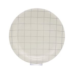 PLATO DE MESA CERAMICA D26.5CM QUADRA BLANCO/GRIS