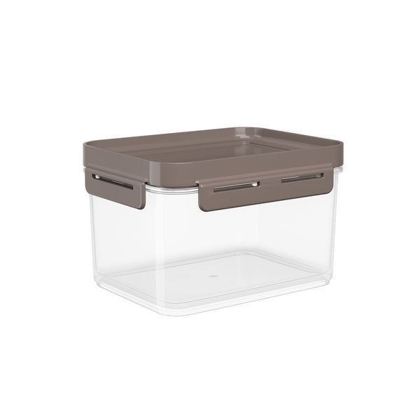 RECIPIENTE PLASTICO FLAP 1.5L 19x15x11CM WARM GRAY