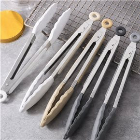 PINZA SILICONA 30CM MANGO ACERO INOX GRIS