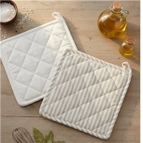 AGARRADERA ALGODÓN 20X20CM RAYAS BEIGE