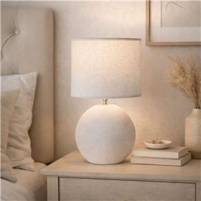 LAMPARA DE MESA CERAMICA 37x19x54CM LINEAS BLANCO