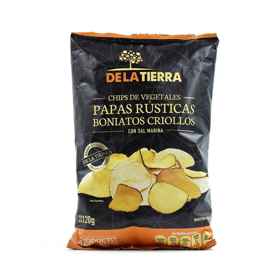 Chips de papas rusticas y boniatos criollos con sal