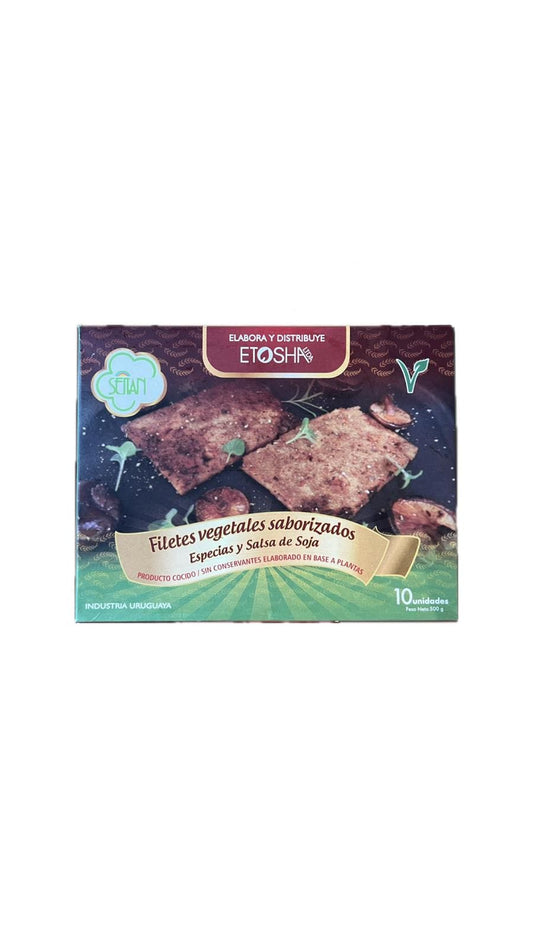 Filetes vegetales saborizados especias y salsa de soja 10u.