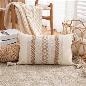 ALMOHADON CON TEJIDO 50x30CM BLANCO/NATURAL