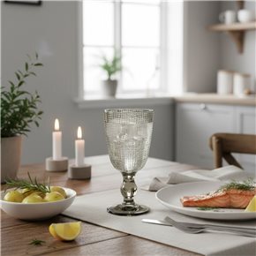 COPA DE VINO VIDRIO 240ML GRIS MUSELINA