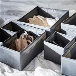 SET 2 ORGANIZADORES TELA 28x14x13CM GRIS