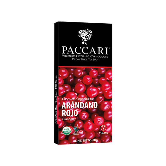 Chocolate  negro con arandanos 50 g - Paccari