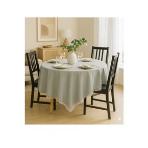 MANTEL REDONDO ALGODÓN DESFLECADO D160CM GRIS