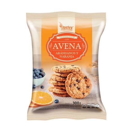 Galletas avena arandanos, pasas de uva y naranja - Tostex