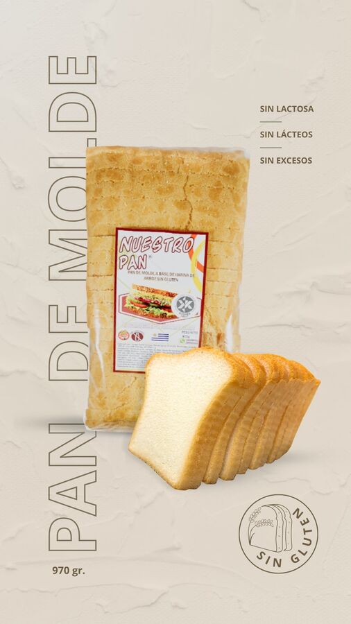 Pan de molde sin gluten 970 g - Nuestro pan