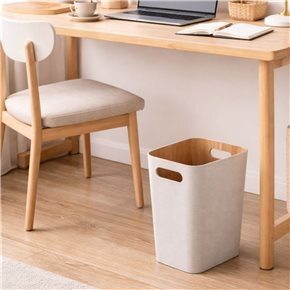 PAPELERA SIN TAPA 26x18x30CM EXTERIOR TELA CREMA