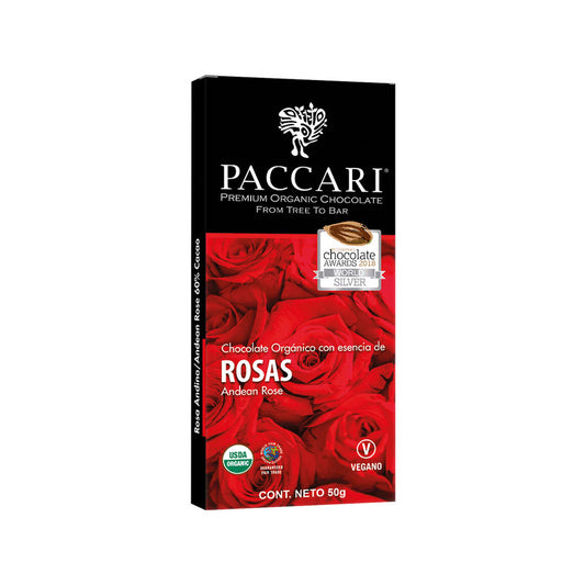 Chocolate negro con esencia de rosas 50 g - Paccari