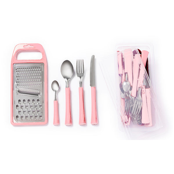 SET 24PZAS + RALLADOR MANGO CARMIN INOVA DI SOLLE