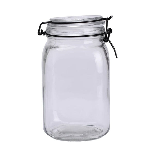 RECIPIENTE VIDRIO HERM D11CM/1.5L TAPA BROCHE NEGRO
