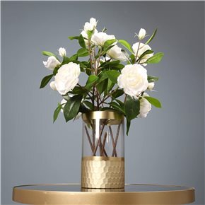 FLORERO VIDRIO TRANS. D15x25CM DORADO