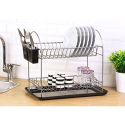 ESCURRIDOR DOBLE C/BANDEJA 46x28x40CM CROMADO