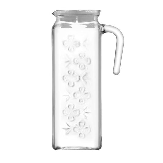 JARRA VIDRIO 1200CC C/TAPA BLANCA BLOOM LAV