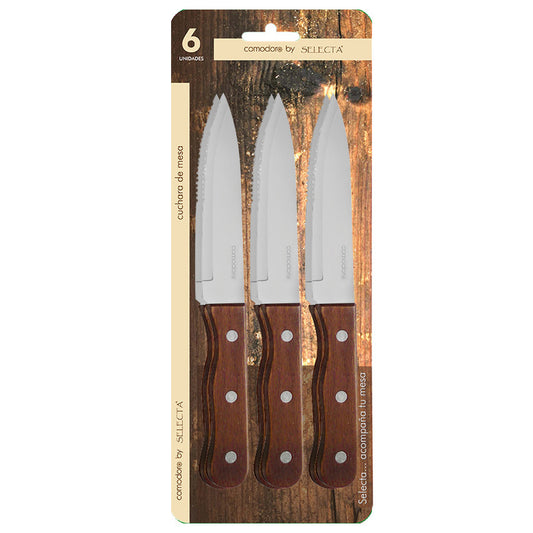 SET X6PZAS CUCHILLOS GRAN ASADO 1.5MM M.MADERA