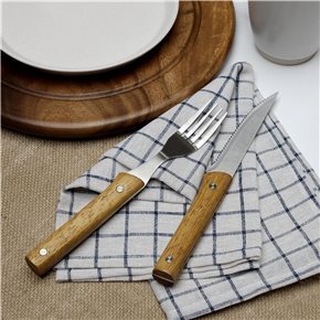 SET 8PCS CUCHILLO 11CM/TENEDOR CARNE 10CM MADERA