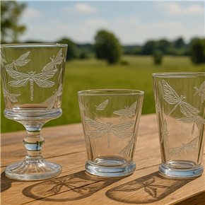 VASO DOF VIDRIO LABRADO 280 ML INCOLORO LIBELULA