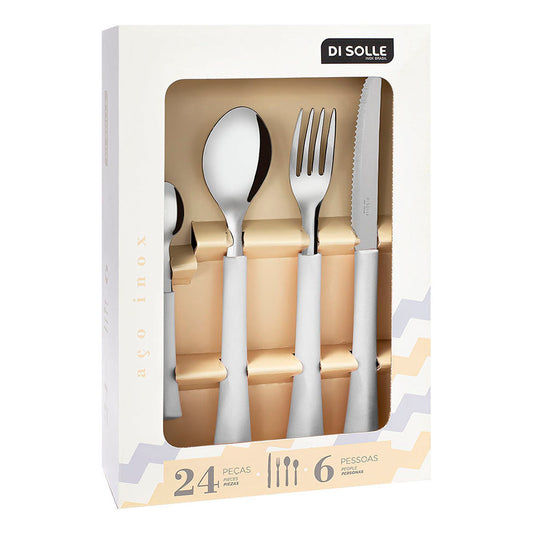 SET 24PZAS AC.INOX. MANGO BLANCO INOVA DI SOLLE