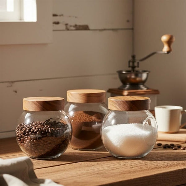 GALLETERO VIDRIO 650ML TAPA MADERA