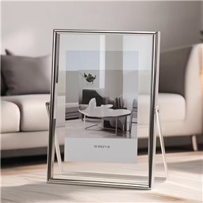 PORTARRETRATO VIDRIO/METAL GRUESO 10x15CM PLATEADO