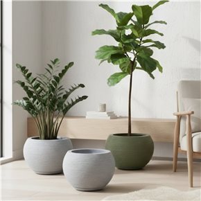 MACETA 17X19CM FLORENCA SISAL EFECTO PIEDRA GRIS