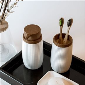 SET 3PCS BAÑO STELLA PP C/MADERA BLANCO