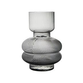 FLORERO VIDRIO LABRADO D15x22.5CM GRIS