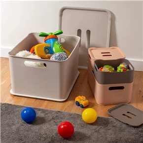 CANASTO PLASTICO RECT 38x32x23CM GRIS OSC. COZA