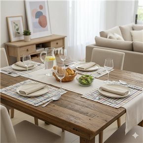 INDIVIDUAL ALGODÓN 35X45CM CUADROS MULTICOLOR