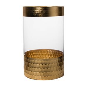 FLORERO VIDRIO TRANS. D15x25CM DORADO