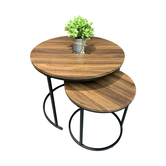 SET 2 MESAS RATONAS D40/D60CM MADERA/METAL