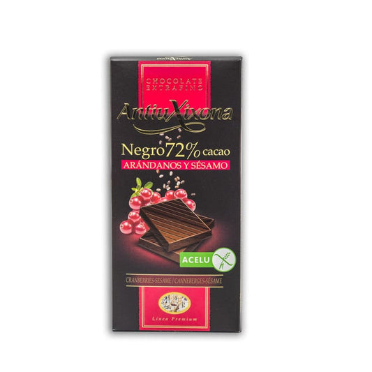 Chocolate negro 72% cacao arandanos y sesamo - Antiuxixona