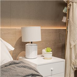 LAMPARA DE MESA BASE PORCELANA 23X23X38CM BLANCO