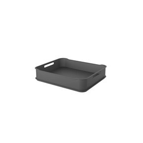 CANASTO PLASTICO RECT 38x32x8CM GRIS OSC. COZA