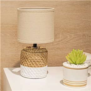 LAMPARA CEMENTO ENTRAMADO D15x27CM CAMEL/BLANCO