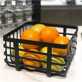 FRUTERO DE ACERO NEGRO. 23X23X12.5CM