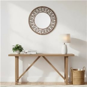ESPEJO CIRCULAR MARCO C/DISEÑO ETNICO D50CM MADERA