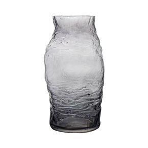 FLORERO VIDRIO LABRADO 12x12x28CM GRIS