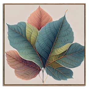 CUADRO CANVAS 40x40cm MARCO HOJA POPLAR COLORES 1