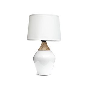 LAMPARA PORCELANA SIMIL MADERA D22x37CM BLANCA