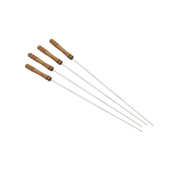 PINCHOS P/ ASADO 4PC 44CMS ACERO INOX/ MAD.ACACIA